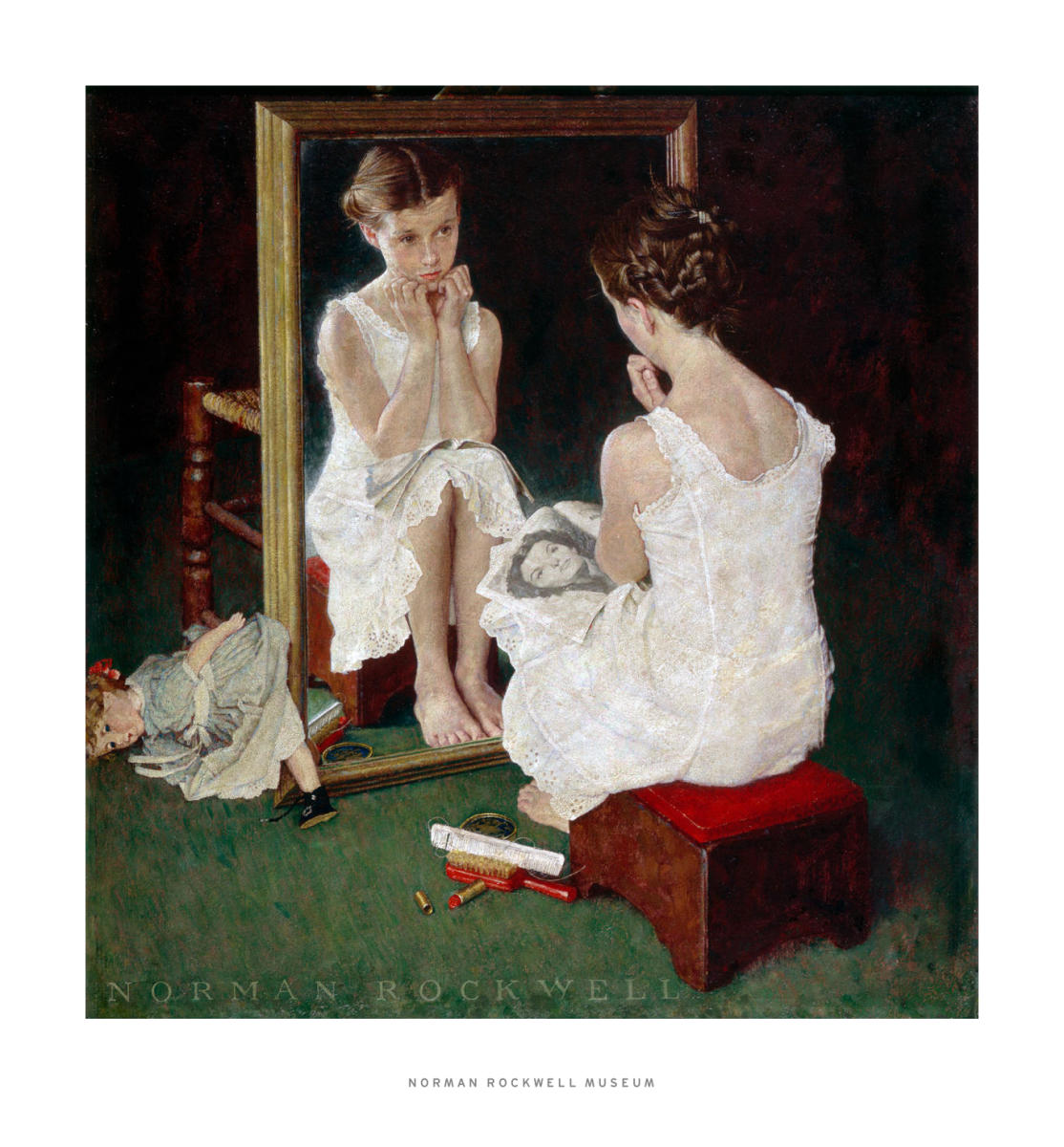 Girl At The Mirror 1954 By Norman Rockwell Paper Print Norman Rockwell Museum Custom Prints Store